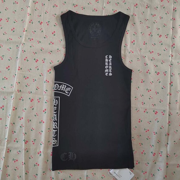 Chrome Hearts Vertical Logo Rib Tank Black - Picture 1 of 10